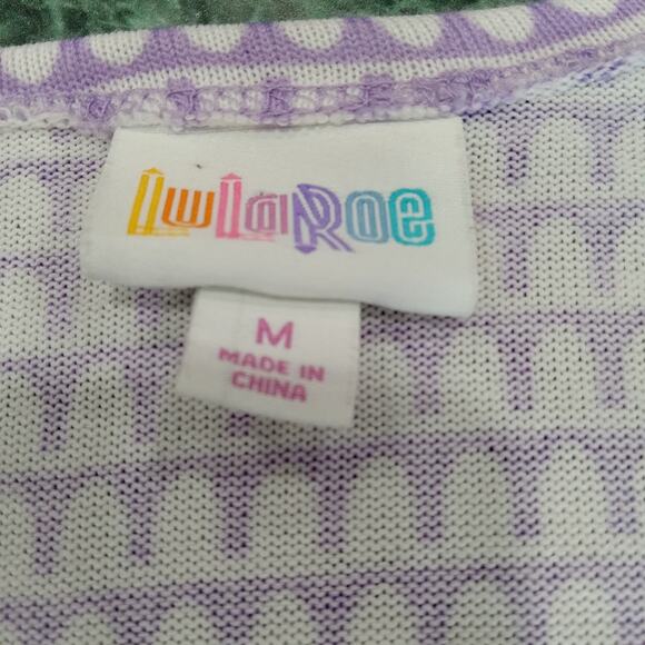 LuLaRoe Womens Violet/White SOFT KNIT Long Open Cardigan POCKETS Medium Nwot - Picture 6 of 9